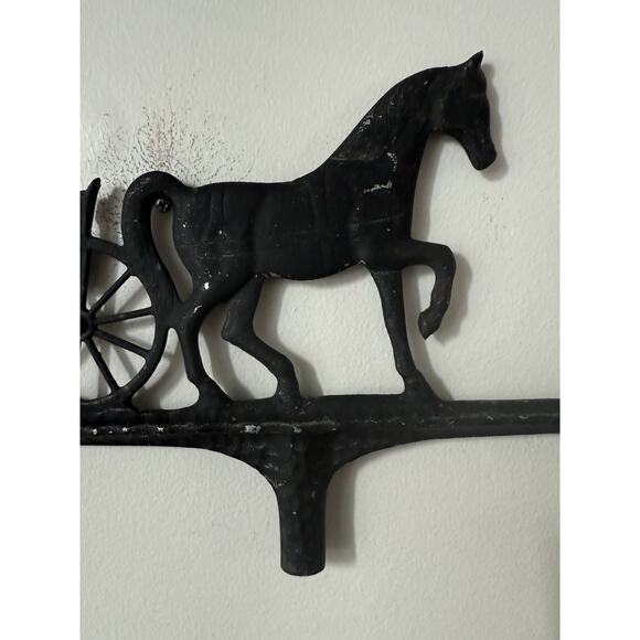 Vintage Cast Iron Horse Buggy Weathervane Equestrian Topper Black Farmhouse - Picture 7 of 10